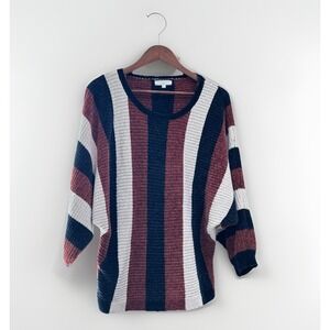 Solitaire Striped Chenille Sweater Size Large Dolman Sleeves